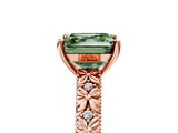 Rose gold Fancy Green Asscher  Solitaire Floral Milgrain Engagement Ring_36