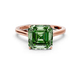 Rose gold Fancy Green Asscher  Solitaire Heart Prong Engagement Ring with Tapered Band_36