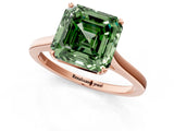 Rose gold Fancy Green Asscher  Solitaire Heart Prong Engagement Ring with Tapered Band_37