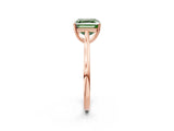 Rose gold Fancy Green Asscher  Solitaire Heart Prong Engagement Ring with Tapered Band_38