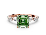 Rose gold Fancy Green Asscher  Solitaire Marquise Side Stone Prong Setting Ring_17