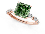 Rose gold Fancy Green Asscher  Solitaire Marquise Side Stone Prong Setting Ring_18