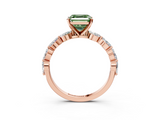 Rose gold Fancy Green Asscher  Solitaire Marquise Side Stone Prong Setting Ring_20