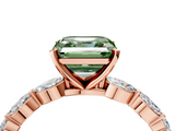 Rose gold Fancy Green Asscher  Solitaire Marquise Side Stone Prong Setting Ring_21