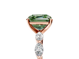 Rose gold Fancy Green Asscher  Solitaire Marquise Side Stone Prong Setting Ring_22