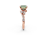 Rose gold Fancy Green Asscher  Solitaire Marquise Twist Band with Six-Prong Setting_2