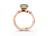 Rose gold Fancy Green Asscher  Solitaire Marquise Twist Band with Six-Prong Setting_3