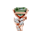 Rose gold Fancy Green Asscher  Solitaire Marquise Twist Band with Six-Prong Setting_5