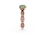 Rose gold Fancy Green Asscher  Solitaire Milgrain Diamond Engagement Ring with Bezel and Marquise Band_2