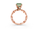 Rose gold Fancy Green Asscher  Solitaire Milgrain Diamond Engagement Ring with Bezel and Marquise Band_3