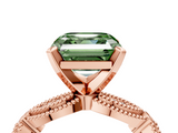Rose gold Fancy Green Asscher  Solitaire Milgrain Diamond Engagement Ring with Bezel and Marquise Band_4