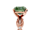 Rose gold Fancy Green Asscher  Solitaire Milgrain Diamond Engagement Ring with Bezel and Marquise Band_5