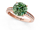 Rose gold Fancy Green Asscher  Solitaire Pavé Band Prong Setting Ring_1