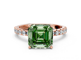 Rose gold Fancy Green Asscher  Solitaire Pavé Band with Four-Prong Setting_17