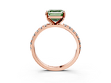 Rose gold Fancy Green Asscher  Solitaire Pavé Band with Four-Prong Setting_20
