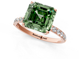 Rose gold Fancy Green Asscher  Solitaire Pavé Diamond Engagement Ring with Four-Prong Setting_1
