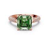 Rose gold Fancy Green Asscher  Solitaire Pavé Diamond Engagement Ring with Four-Prong Setting_17