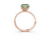 Rose gold Fancy Green Asscher  Solitaire Pavé Diamond Engagement Ring with Four-Prong Setting_3