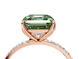 Rose gold Fancy Green Asscher  Solitaire Pavé Diamond Engagement Ring with Four-Prong Setting_4