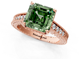 Rose gold Fancy Green Asscher  Solitaire Pavé Diamond Milgrain Engagement Ring with Four-Prong Setting_1