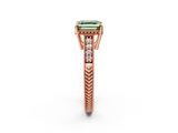 Rose gold Fancy Green Asscher  Solitaire Pavé Diamond Milgrain Engagement Ring with Four-Prong Setting_2