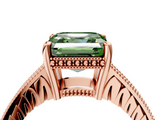 Rose gold Fancy Green Asscher  Solitaire Pavé Diamond Milgrain Engagement Ring with Four-Prong Setting_4