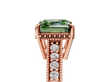Rose gold Fancy Green Asscher  Solitaire Pavé Diamond Milgrain Engagement Ring with Four-Prong Setting_5