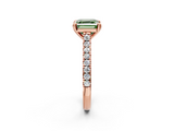 Rose gold Fancy Green Asscher  Solitaire Pave Diamond Engagement Ring with Prong Setting_20