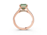 Rose gold Fancy Green Asscher  Solitaire Pave Diamond Engagement Ring with Prong Setting_21