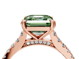 Rose gold Fancy Green Asscher  Solitaire Pave Diamond Engagement Ring with Prong Setting_22