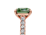 Rose gold Fancy Green Asscher  Solitaire Pave Diamond Engagement Ring with Prong Setting_23
