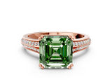 Rose gold Fancy Green Asscher  Solitaire Pave Split Shank Engagement Ring with Six-Prong Setting_18
