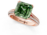 Rose gold Fancy Green Asscher  Solitaire Pave Split Shank Engagement Ring with Six-Prong Setting_19