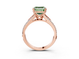 Rose gold Fancy Green Asscher  Solitaire Pave Split Shank Engagement Ring with Six-Prong Setting_21