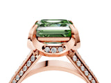 Rose gold Fancy Green Asscher  Solitaire Pave Split Shank Ring with Four-Prong Setting_13