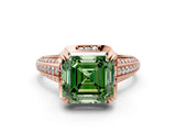 Rose gold Fancy Green Asscher  Solitaire Pave Split Shank Ring with Four-Prong Setting_69