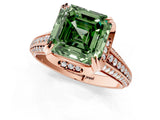 Rose gold Fancy Green Asscher  Solitaire Pave Split Shank Ring with Four-Prong Setting_70