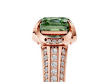 Rose gold Fancy Green Asscher  Solitaire Pave Split Shank Ring with Four-Prong Setting_74