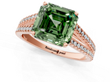 Rose gold Fancy Green Asscher  Solitaire Split Shank Pavé Diamond Engagement Ring_1