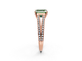Rose gold Fancy Green Asscher  Solitaire Split Shank Pavé Diamond Engagement Ring_2