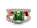 Rose gold Fancy Green Asscher  Solitaire Split Shank Pave Diamond Ring_47