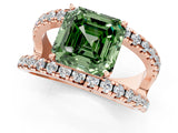 Rose gold Fancy Green Asscher  Solitaire Split Shank Pave Diamond Ring_48