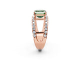 Rose gold Fancy Green Asscher  Solitaire Split Shank Pave Diamond Ring_49