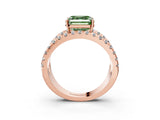 Rose gold Fancy Green Asscher  Solitaire Split Shank Pave Diamond Ring_50