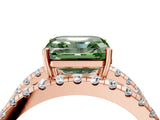 Rose gold Fancy Green Asscher  Solitaire Split Shank Pave Diamond Ring_51