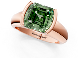 Rose gold Fancy Green Asscher  Solitaire Tension Set Diamond Ring with Wide Band_1