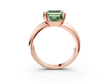 Rose gold Fancy Green Asscher  Solitaire Tension Set Diamond Ring with Wide Band_3