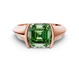 Rose gold Fancy Green Asscher  Solitaire Tension Set Diamond Ring