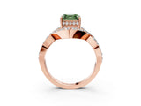 Rose gold Fancy Green Asscher  Solitaire Twist Band Pavé Diamond Engagement Ring_18