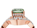 Rose gold Fancy Green Asscher  Solitaire Twist Band Pavé Diamond Engagement Ring_19